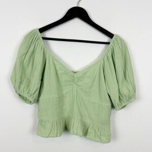 Roxy Sage Green Peplum Top Size Medium
